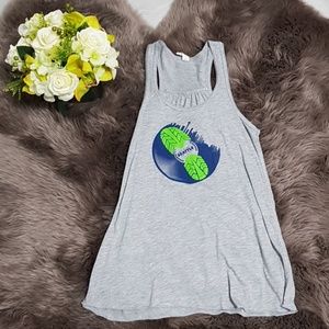 Gray Racer Back Flowy Running Tank Top